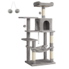 feandrea arbre à chat hamac, tour de jeux 143 cm, gris clair pct161w01
