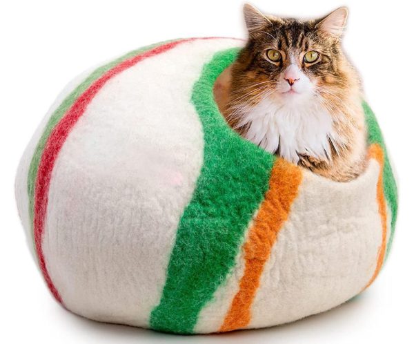 lit en laine pour chat fait main woolygon