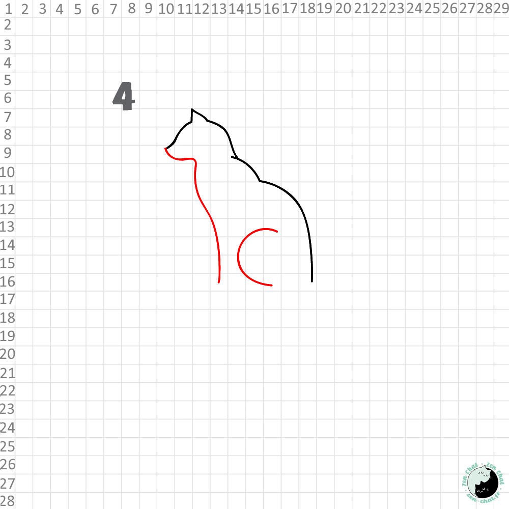 dessiner chat de cote 4