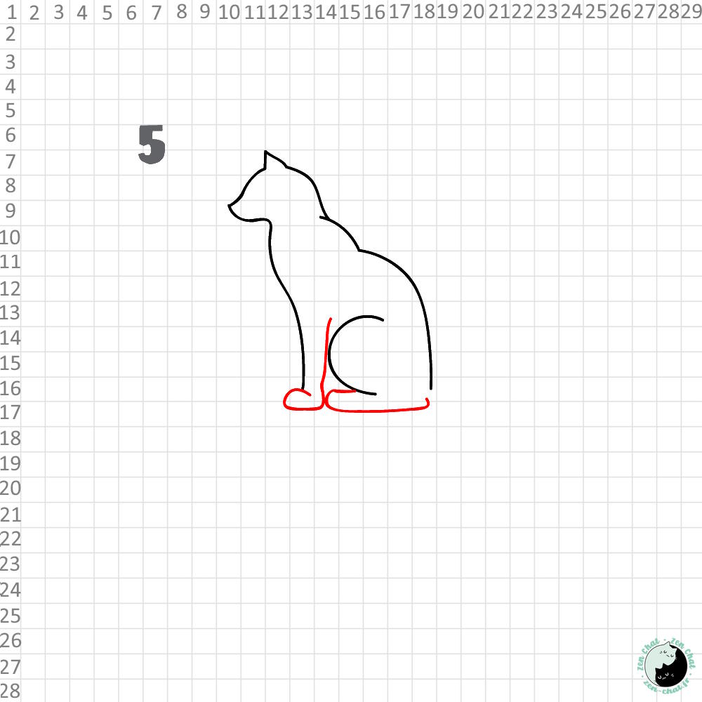 dessiner chat de cote 5